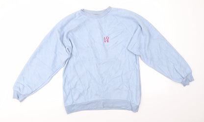 Topshop Womens Blue  Polyester Pullover Sweatshirt Size 6   - Love Pale Blue