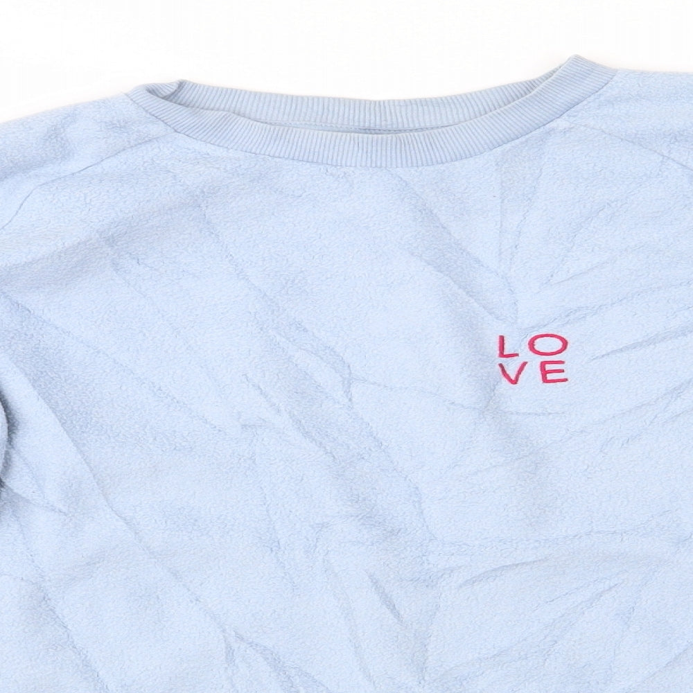 Topshop Womens Blue  Polyester Pullover Sweatshirt Size 6   - Love Pale Blue
