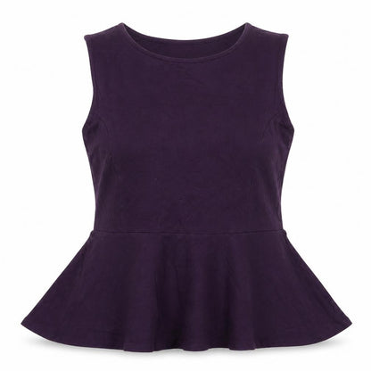 New Look Womens Purple  Cotton Basic Blouse Size 16 Round Neck