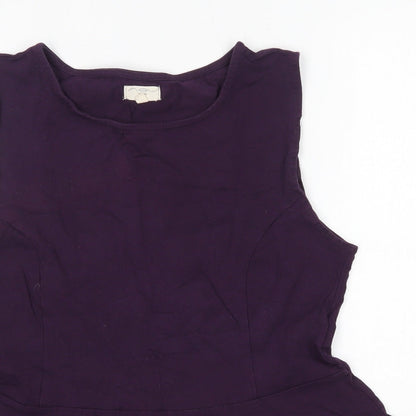 New Look Womens Purple  Cotton Basic Blouse Size 16 Round Neck