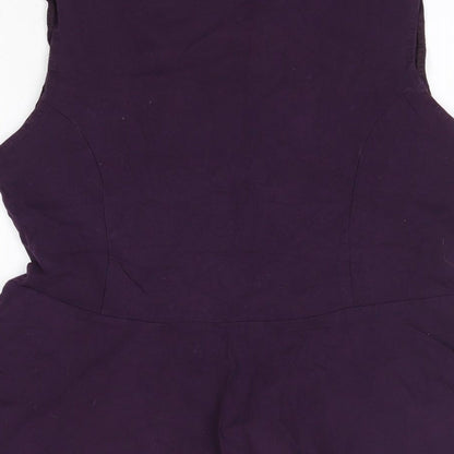 New Look Womens Purple  Cotton Basic Blouse Size 16 Round Neck