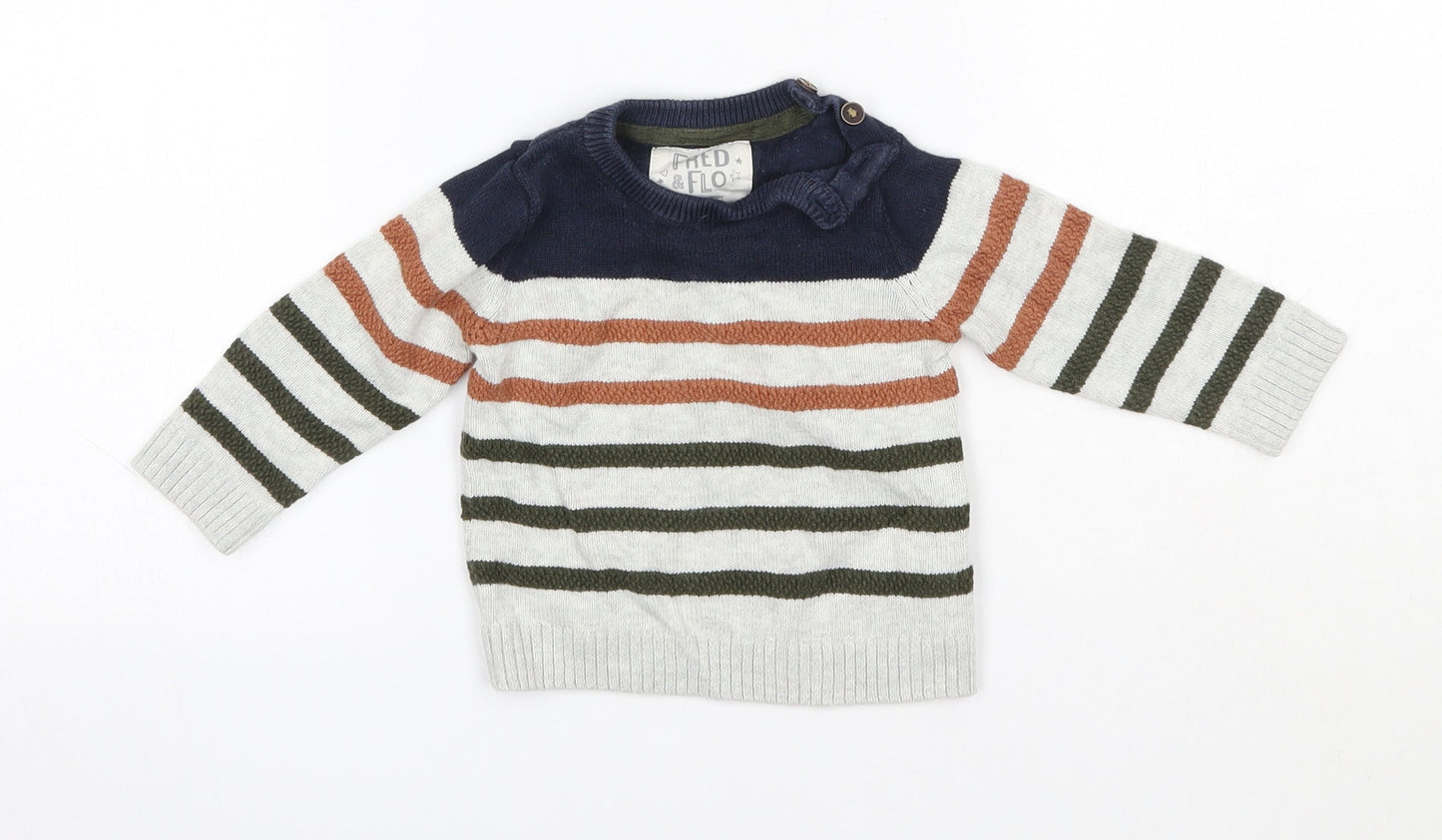 Fred & Flo Baby Multicoloured  100% Cotton Pullover Jumper Size 3-6 Months