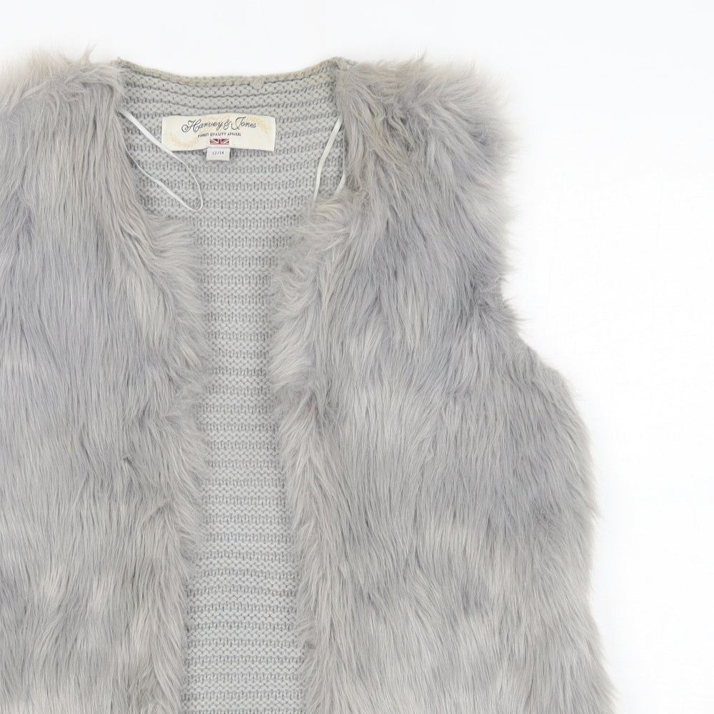Harvey & Jones Womens Grey V-Neck  Acrylic Cardigan Jumper Size 12
