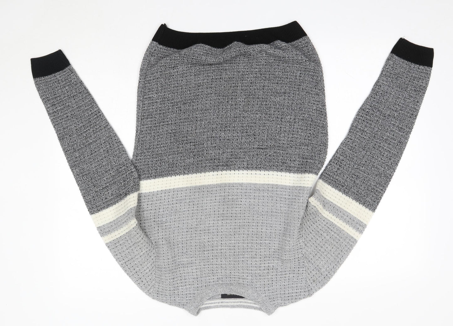 River Island Mens Grey Round Neck  Acrylic Pullover Jumper Size S