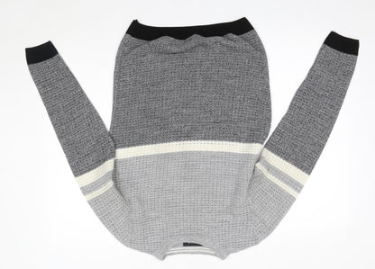 River Island Mens Grey Round Neck  Acrylic Pullover Jumper Size S