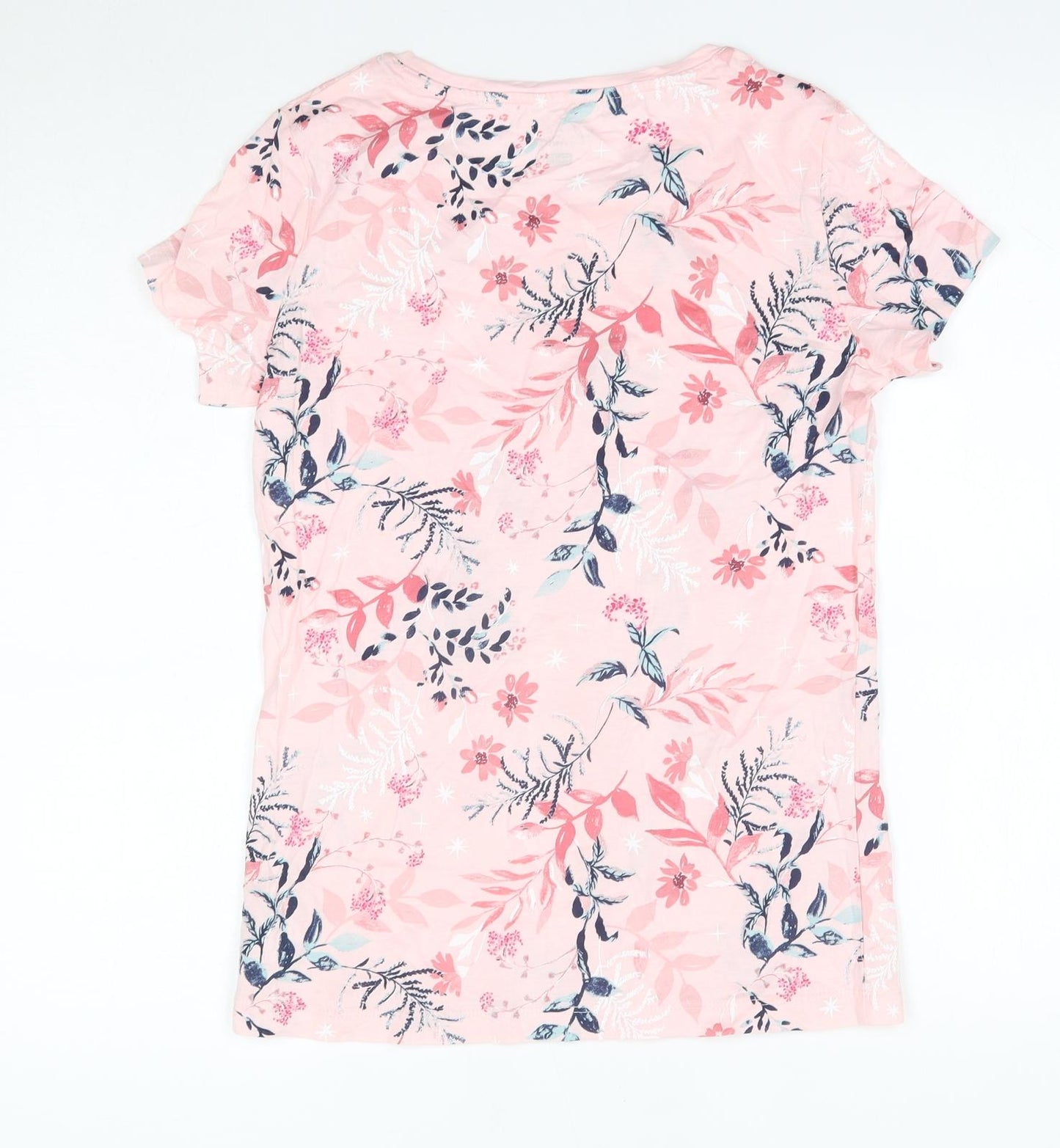 F&F Womens Pink Floral 100% Cotton Top Pyjama Top Size 6