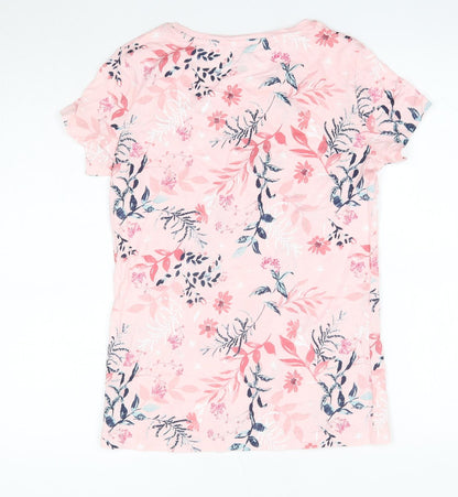 F&F Womens Pink Floral 100% Cotton Top Pyjama Top Size 6