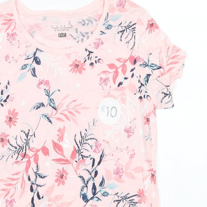 F&F Womens Pink Floral 100% Cotton Top Pyjama Top Size 6