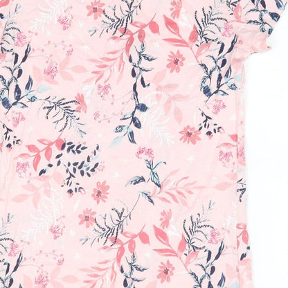 F&F Womens Pink Floral 100% Cotton Top Pyjama Top Size 6