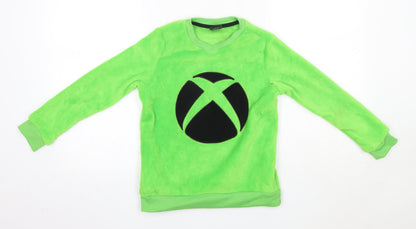F&F Boys Green Round Neck  Polyester Pullover Jumper Size 8-9 Years   - Minecraft