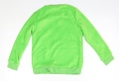 F&F Boys Green Round Neck  Polyester Pullover Jumper Size 8-9 Years   - Minecraft