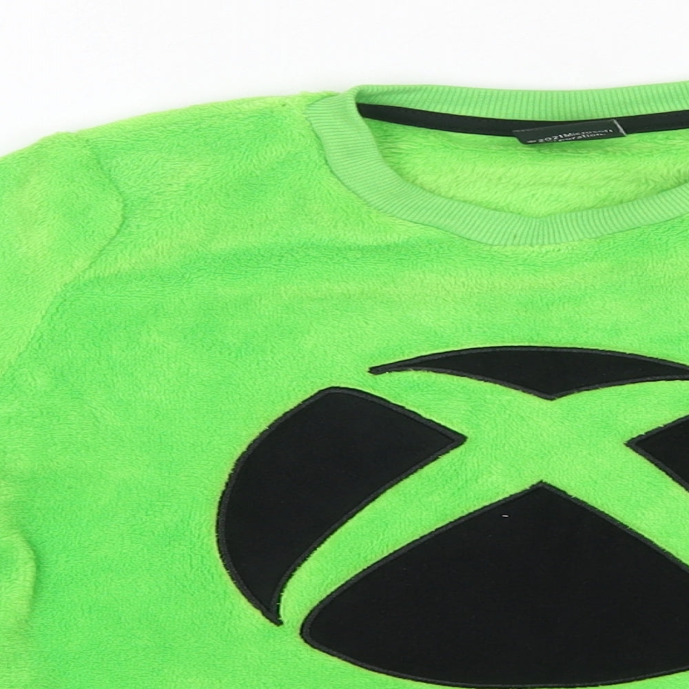 F&F Boys Green Round Neck  Polyester Pullover Jumper Size 8-9 Years   - Minecraft