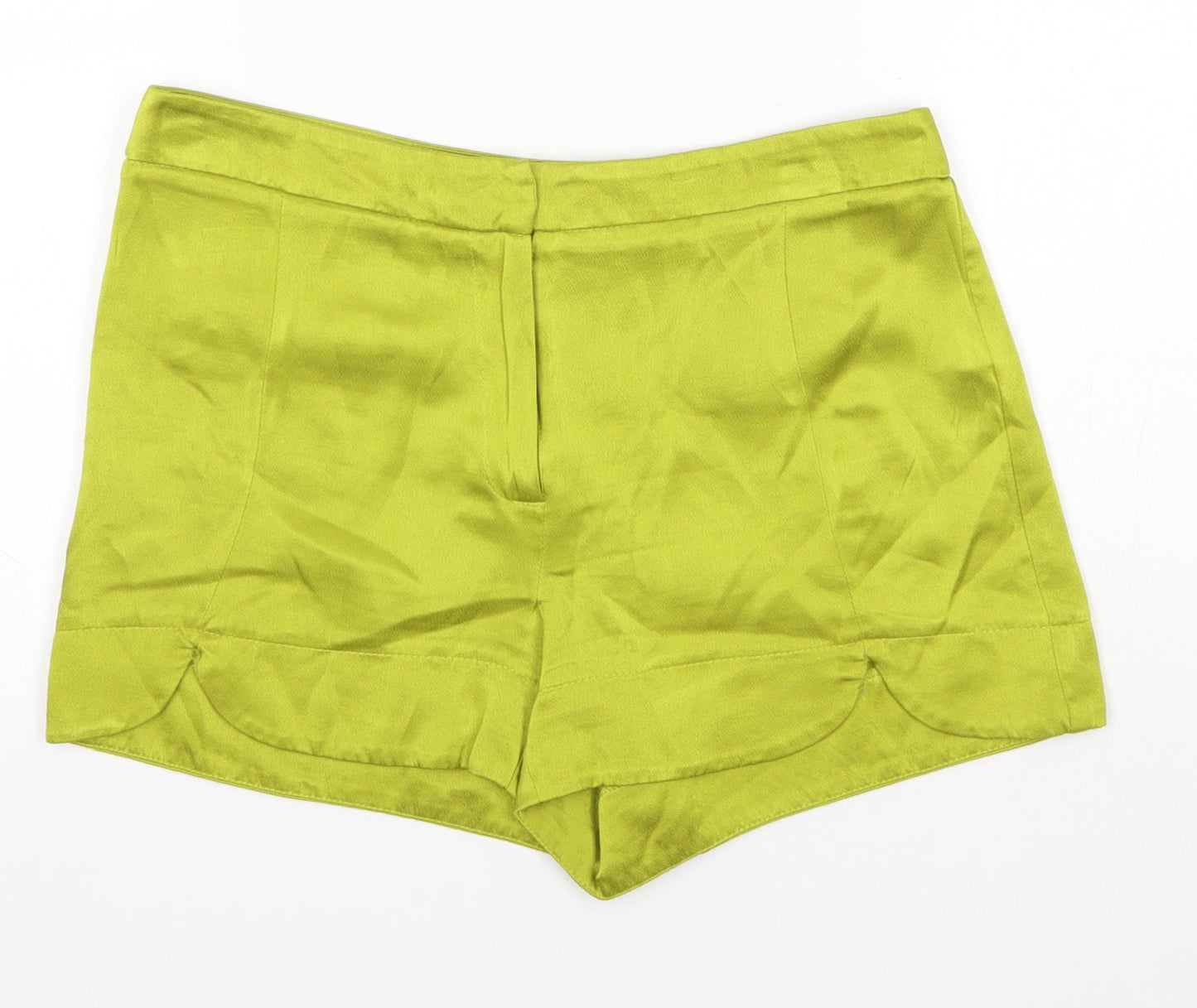 Topshop Womens Green  Viscose Boyfriend Shorts Size 10  Regular