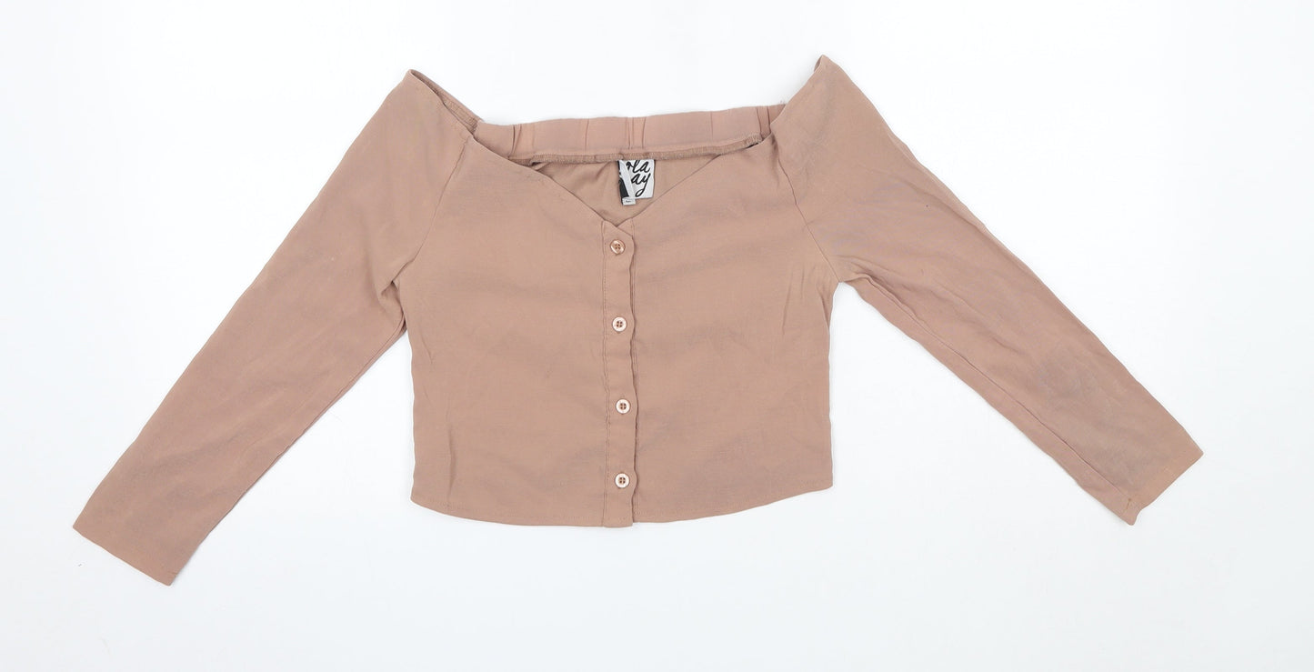 Womens UK Size 10 Lola May Brown Basic Blouse