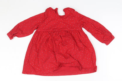 F&F Baby Red  100% Cotton Basic Blouse Size 3-6 Months Round Neck  - Christmas