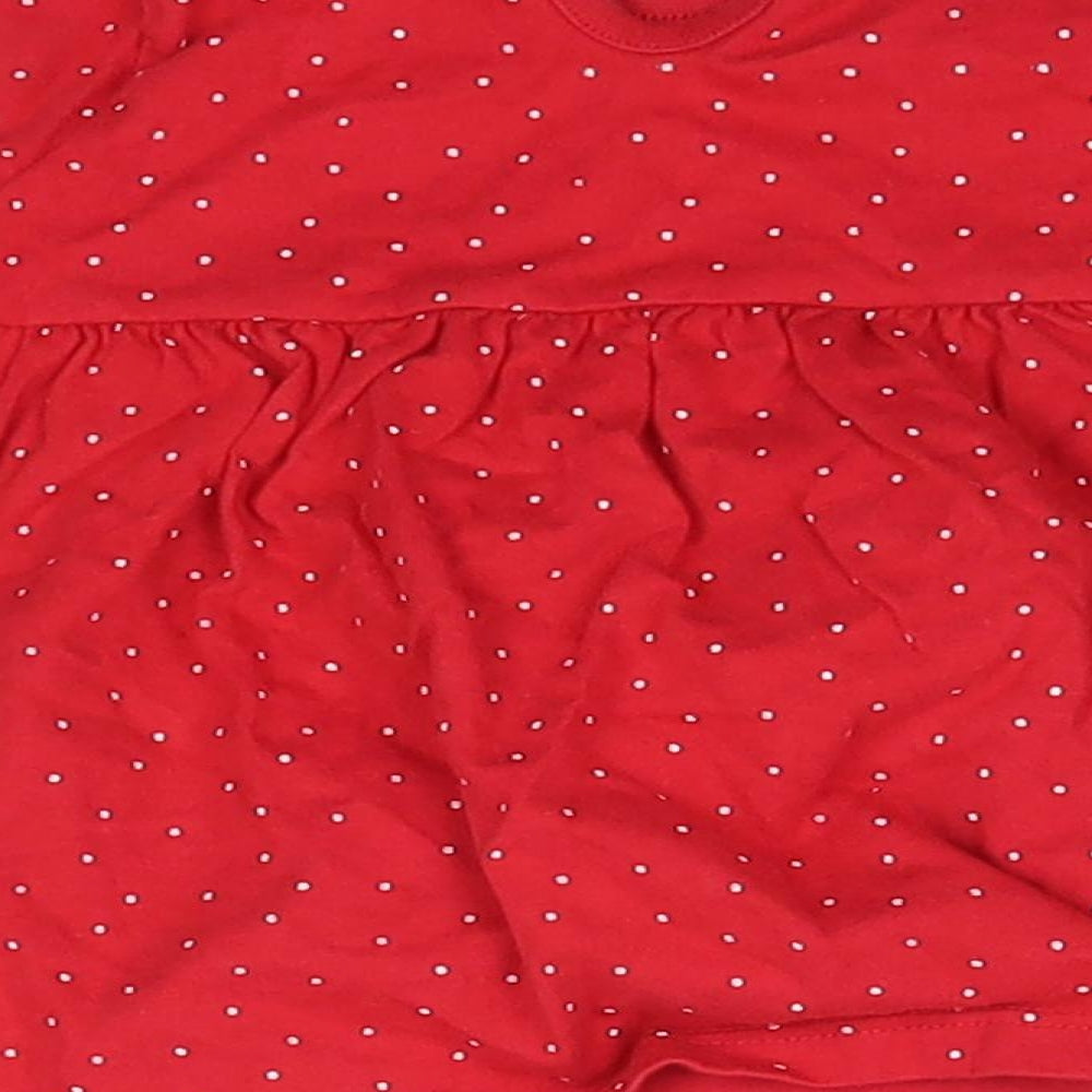 F&F Baby Red  100% Cotton Basic Blouse Size 3-6 Months Round Neck  - Christmas
