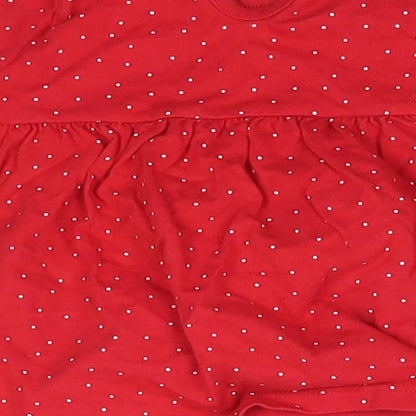 F&F Baby Red  100% Cotton Basic Blouse Size 3-6 Months Round Neck  - Christmas