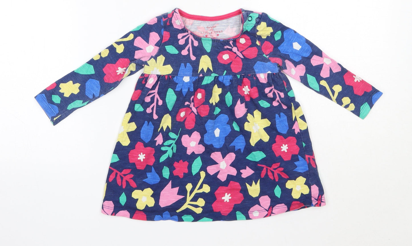 F&F Baby Multicoloured Floral 100% Cotton Basic Blouse Size 9-12 Months Round Neck