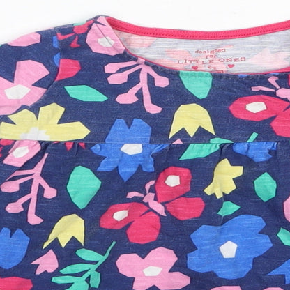 F&F Baby Multicoloured Floral 100% Cotton Basic Blouse Size 9-12 Months Round Neck