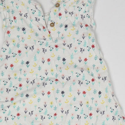 Mini Club Baby Multicoloured Floral 100% Cotton Basic Blouse Size 3-6 Months Round Neck