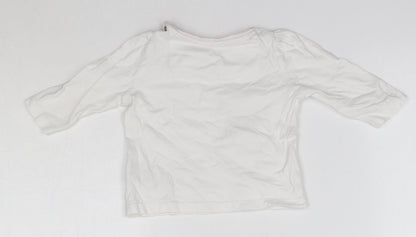 Mothercare Baby White  100% Cotton Basic Blouse Size 3-6 Months Round Neck