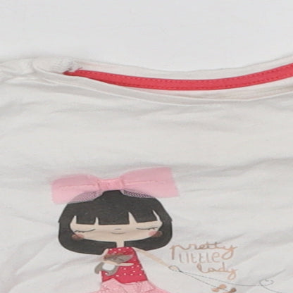Mothercare Baby White  100% Cotton Basic Blouse Size 3-6 Months Round Neck