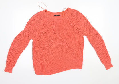 George Womens Orange Round Neck  Cotton Pullover Jumper Size 8