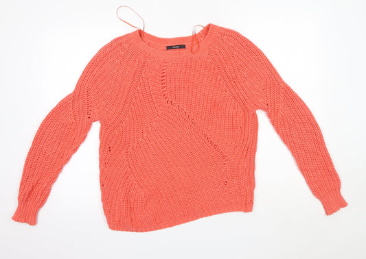 George Womens Orange Round Neck  Cotton Pullover Jumper Size 8