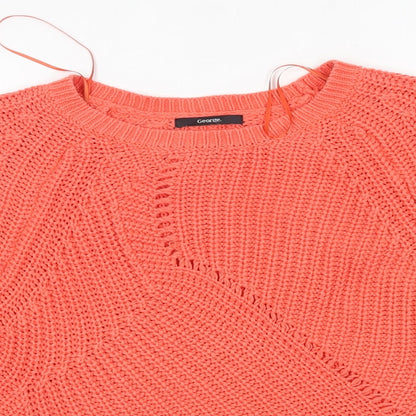 George Womens Orange Round Neck  Cotton Pullover Jumper Size 8