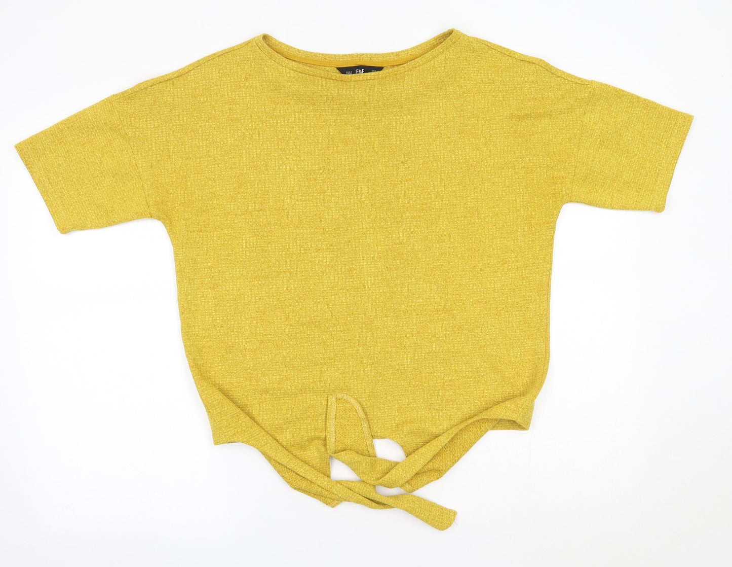 F&F Womens Yellow  Polyester Basic Blouse Size 12 Round Neck