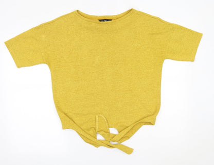 F&F Womens Yellow  Polyester Basic Blouse Size 12 Round Neck