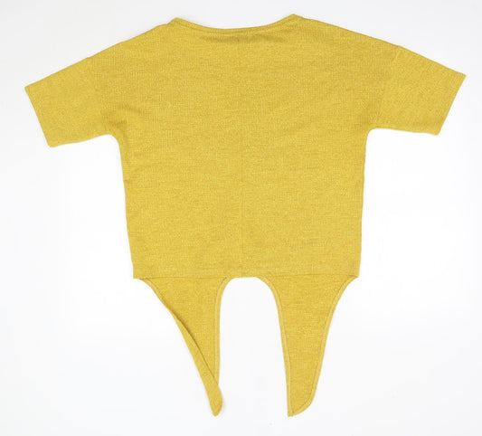 F&F Womens Yellow  Polyester Basic Blouse Size 12 Round Neck