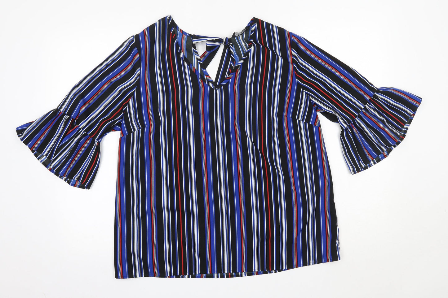 Matalan Womens Multicoloured Striped Polyester Basic Blouse Size 16 Round Neck