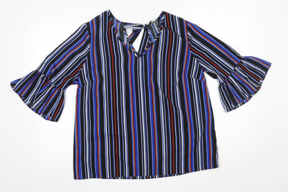 Matalan Womens Multicoloured Striped Polyester Basic Blouse Size 16 Round Neck