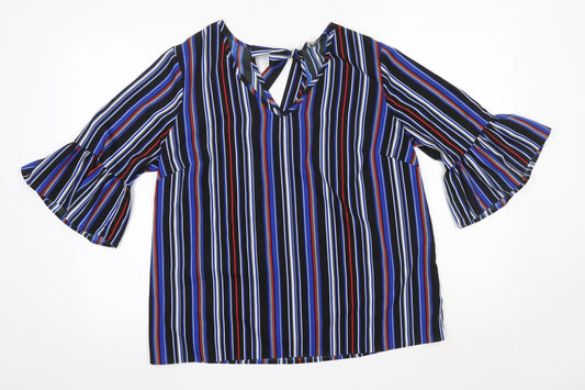 Matalan Womens Multicoloured Striped Polyester Basic Blouse Size 16 Round Neck