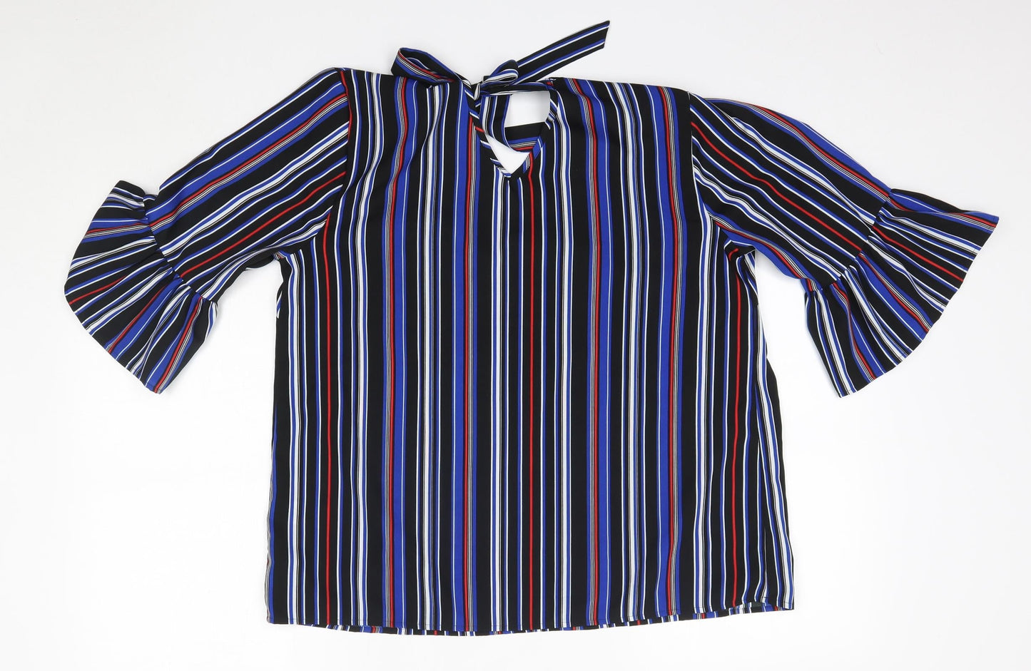 Matalan Womens Multicoloured Striped Polyester Basic Blouse Size 16 Round Neck