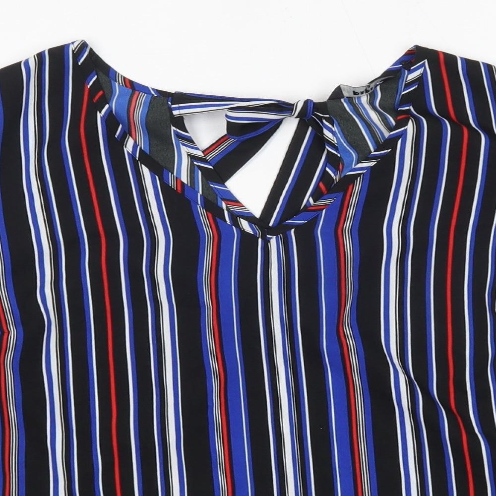 Matalan Womens Multicoloured Striped Polyester Basic Blouse Size 16 Round Neck