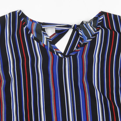 Matalan Womens Multicoloured Striped Polyester Basic Blouse Size 16 Round Neck