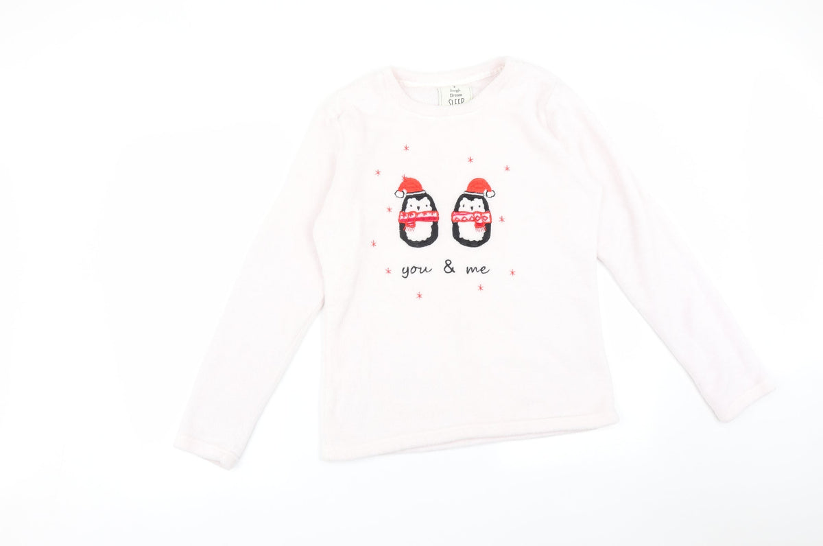 Additional front view of Matalan women’s pink solid polyester pyjama top, size S, - you & me penguins