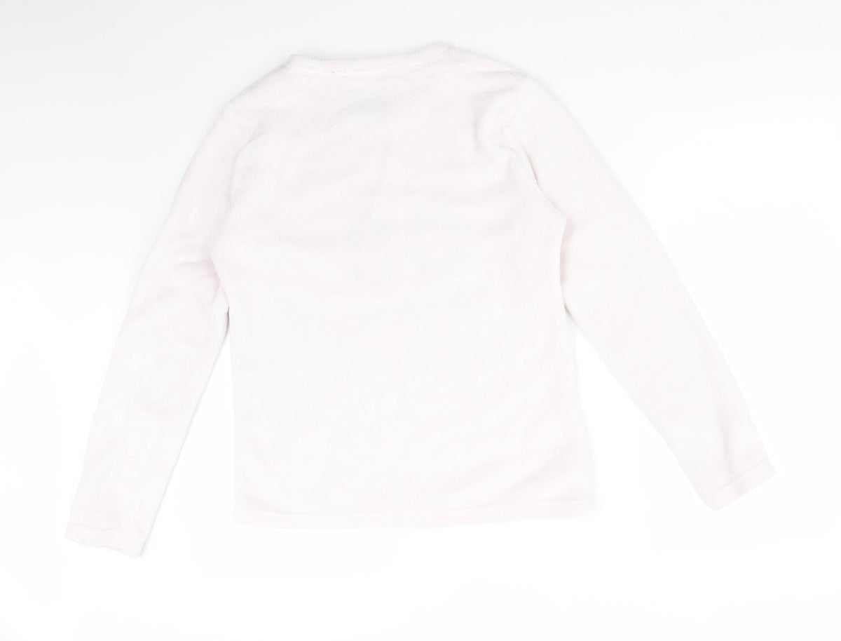 Back view of Matalan women’s pink solid polyester pyjama top, size S, - you & me penguins