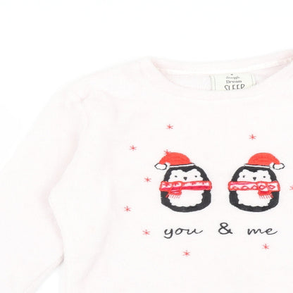 Close-up detail of Matalan women’s pink solid polyester pyjama top, size S, - you & me penguins