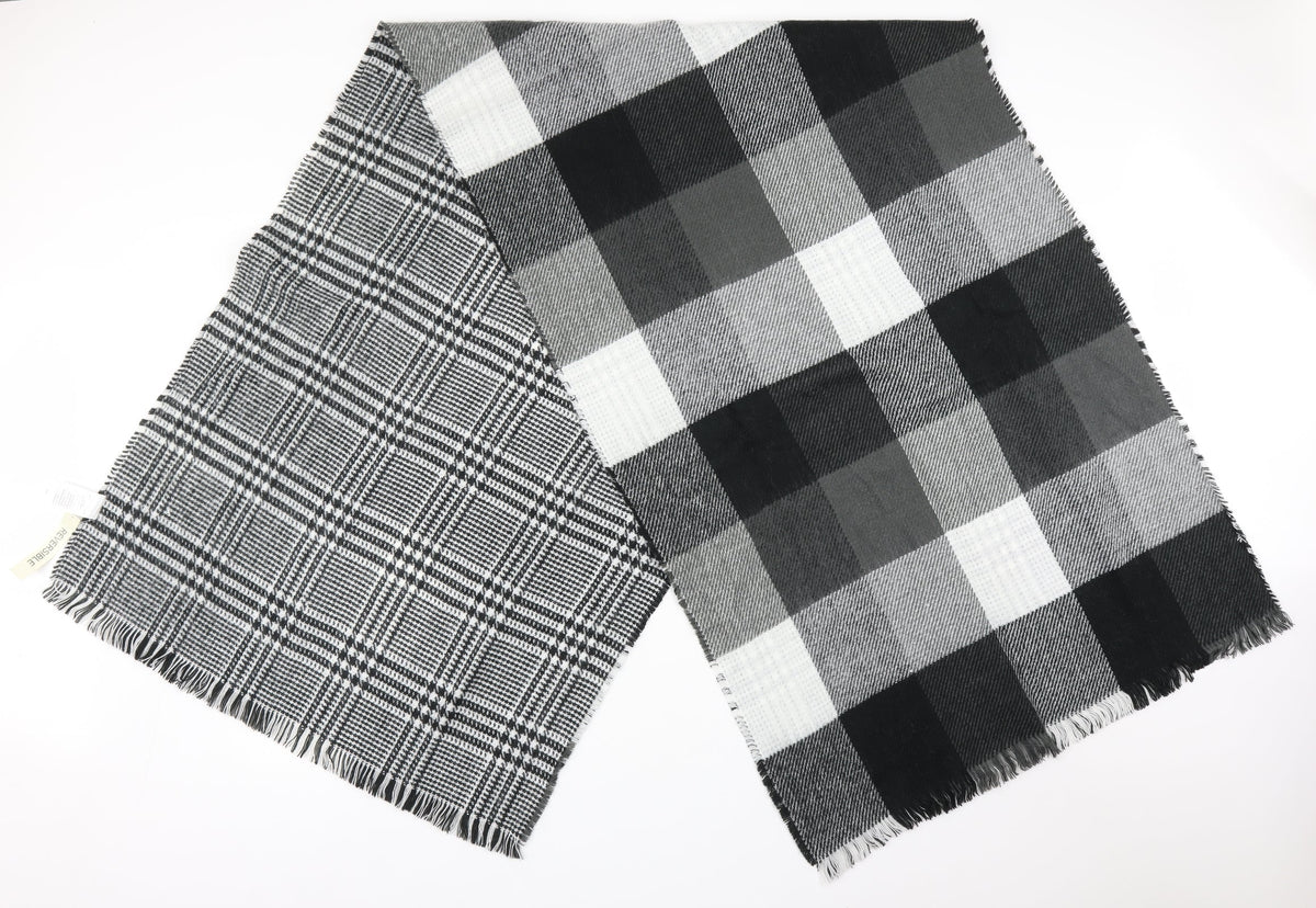 Front view of Peacocks unisex multicoloured check acrylic scarf