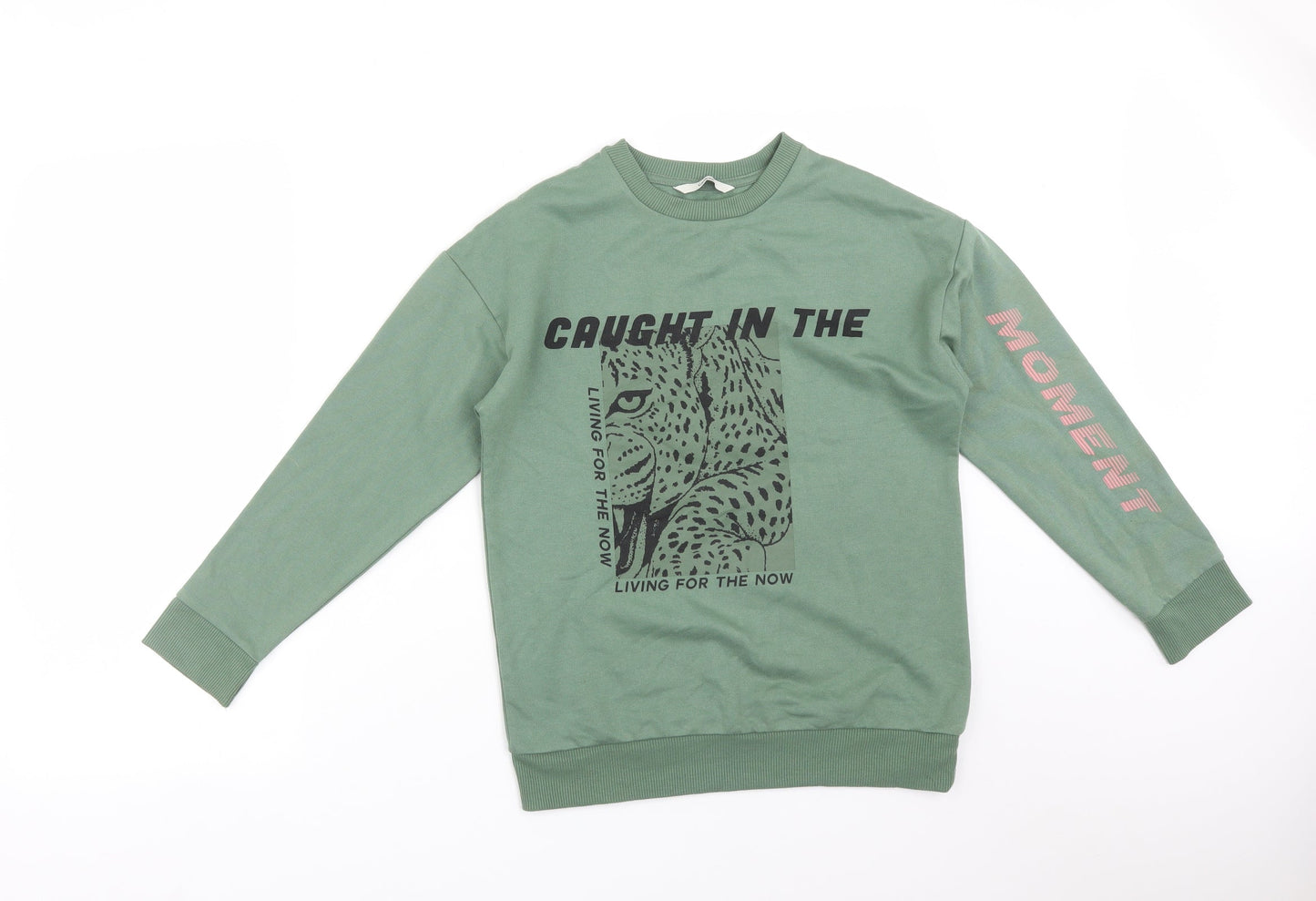 George Girls Green  Polyester Pullover Sweatshirt Size S   - CAUGHT IN THE MOMENT LIVING IN THE PRESENT