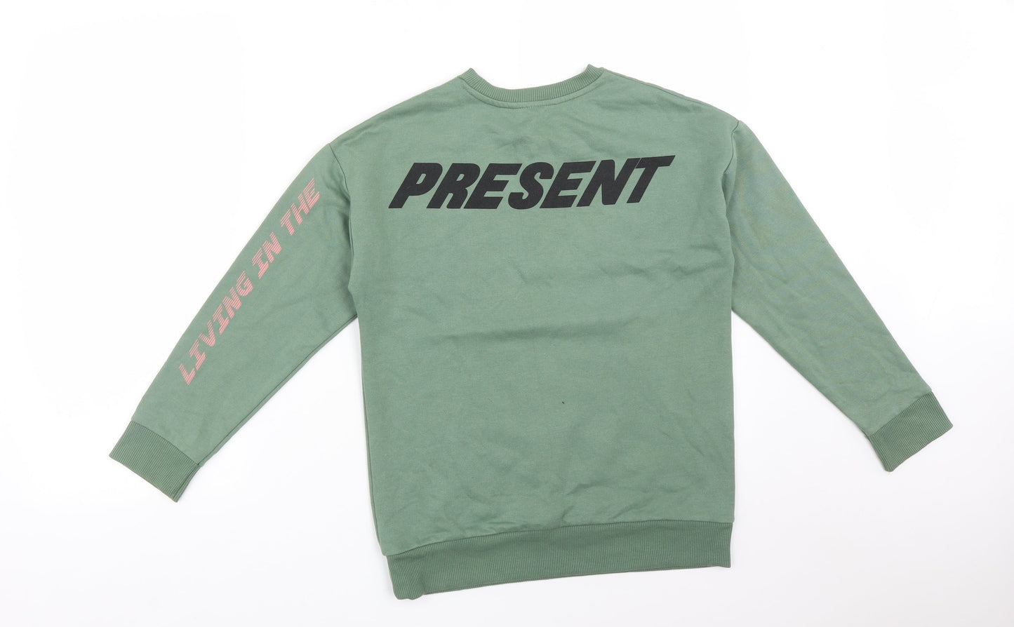 George Girls Green  Polyester Pullover Sweatshirt Size S   - CAUGHT IN THE MOMENT LIVING IN THE PRESENT