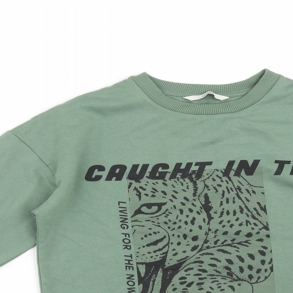 George Girls Green  Polyester Pullover Sweatshirt Size S   - CAUGHT IN THE MOMENT LIVING IN THE PRESENT