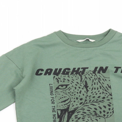 George Girls Green  Polyester Pullover Sweatshirt Size S   - CAUGHT IN THE MOMENT LIVING IN THE PRESENT