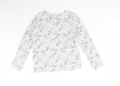 F&F Girls Multicoloured Animal Print Cotton  Pyjama Top Size 9-10 Years   - UNICORN