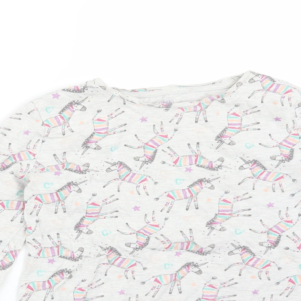 F&F Girls Multicoloured Animal Print Cotton  Pyjama Top Size 9-10 Years   - UNICORN