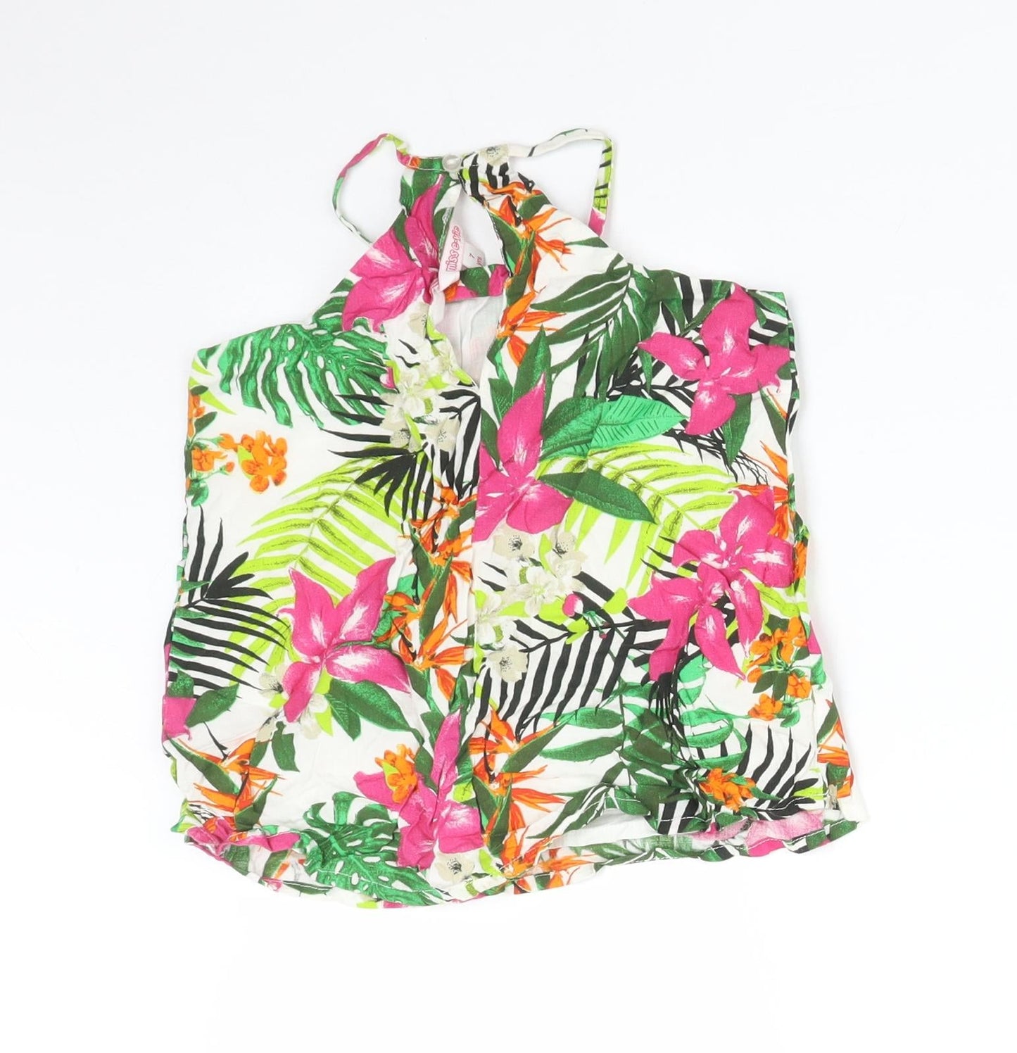 MISS EVIE Girls Multicoloured Floral Viscose Basic T-Shirt Size 7 Years