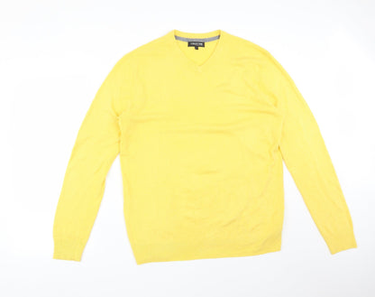 COLLECTION Mens Yellow  Acrylic  T-Shirt Size L V-Neck